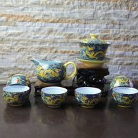黄金龙茶具8头功夫茶具 景德镇陶瓷工艺茶具 陶瓷茶具