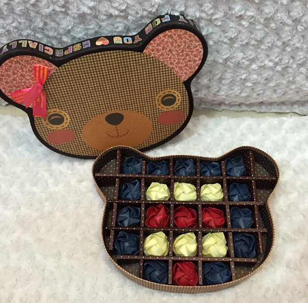 韩版可爱熊头 20格巧克力盒 朱古力盒 糖果盒香皂花川崎玫瑰盒2