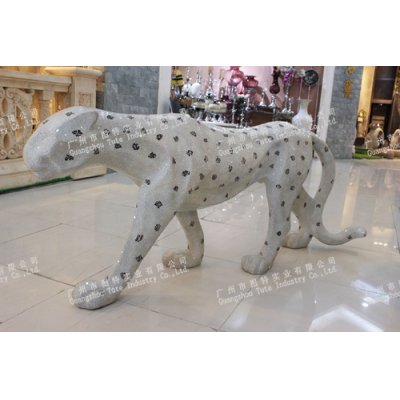 东南亚风格马赛克玻璃豹子造型摆件动物摆件落地摆件
