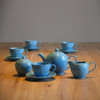 大千家居饰品 水果浮雕陶瓷茶具套装 现代客厅茶几用品 茶壶茶杯