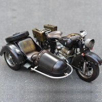 复古长江750二战宝马R75边三轮挎斗摩托车模型