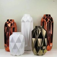 时尚现代 简约家居 软装装饰品 菱形花瓶摆件 陶瓷客厅样板房