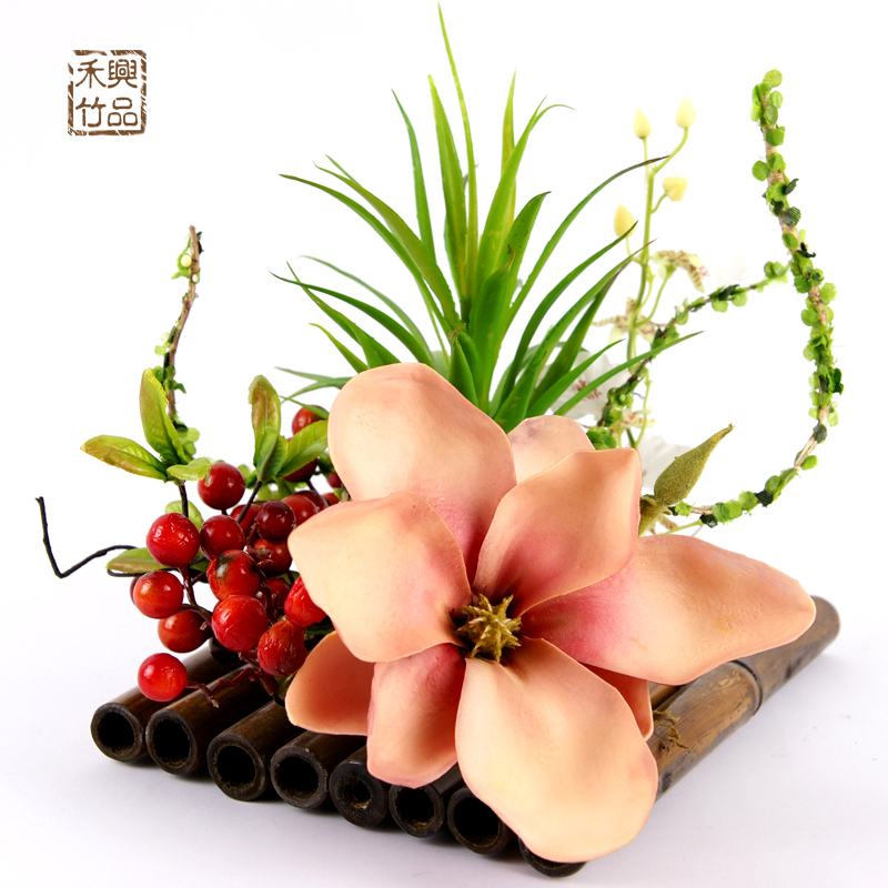 中式田园装饰竹垫摆件花瓶花器摆件家居装饰摆件1