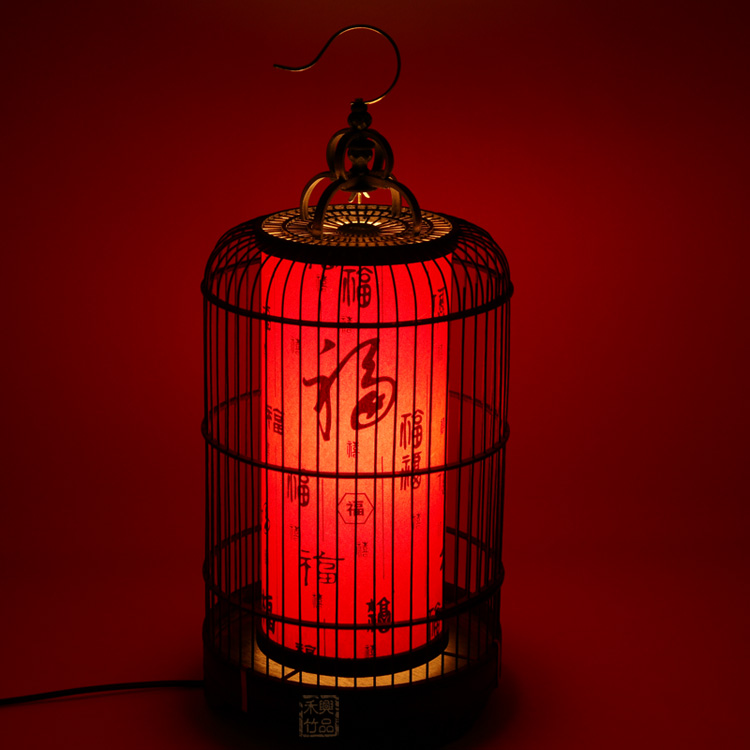 中式简约手工编织鸟笼造型装饰吊灯1