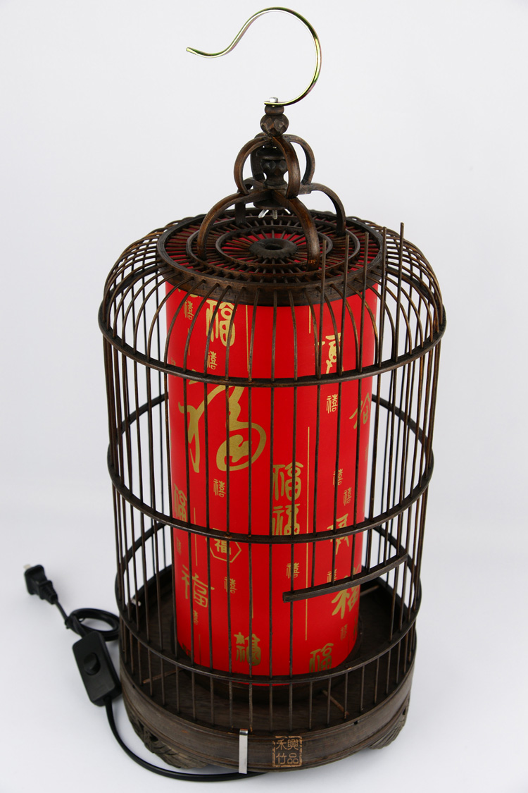中式简约手工编织鸟笼造型装饰吊灯5