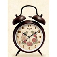 欧式简约仿木纹金属4寸打铃钟闹钟