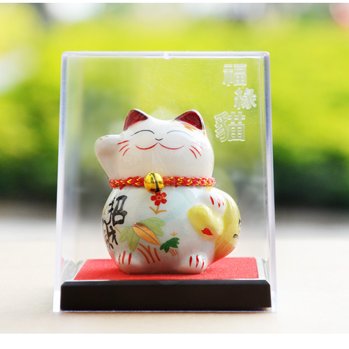 招财纳福日式陶瓷迷你盒子猫造型摆件家居装饰摆件风水摆件1