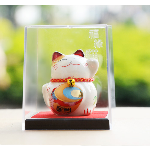 招财纳福日式陶瓷迷你盒子猫造型摆件家居装饰摆件风水摆件4