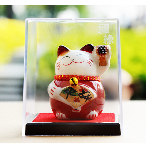 招财纳福日式陶瓷迷你盒子猫造型摆件家居装饰摆件风水摆件7