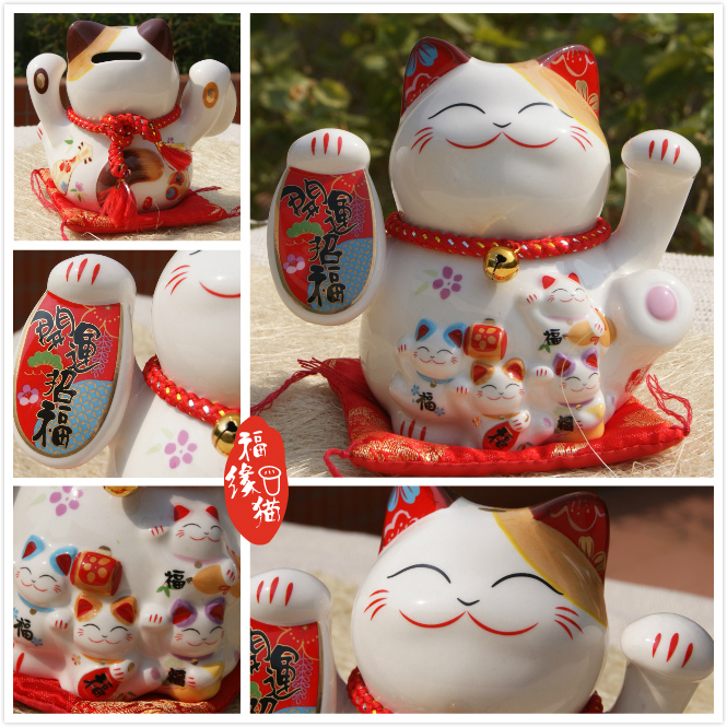 日式5寸陶瓷招财猫存钱罐6