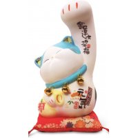 日式简约陶瓷金运大招财波士桃花猫摆件风水招财摆件