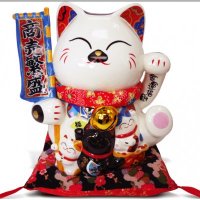 日式简约风格陶瓷商売繁盛金运招财猫摆件风水招财摆件
