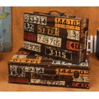 欧式复古木质手提箱 摄影道具 装饰布景