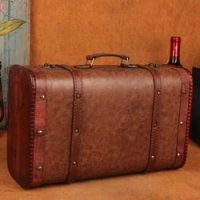 美式简约复古棕色手提皮箱 摄影道具 装饰布景