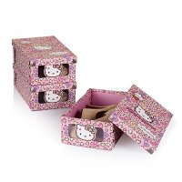 科特豪斯 Hellokitty加厚纸质鞋子收纳鞋盒创意欧式透明男女鞋盒3个/套 KT2086