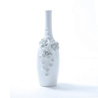 现代简约手工花瓣长颈陶瓷花瓶家居装饰摆设G08001