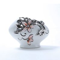 欧式新古典天然贝壳装饰陶瓷花瓶大号家居装饰摆件N013