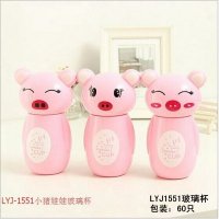 小猪娃娃印花玻璃水杯礼品杯儿童水杯