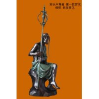 中式辟邪镇宅铜制长眉罗汉摆件家居风水装饰开业礼品