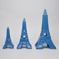 现代创意欧式陶瓷蓝色亮釉巴黎铁塔工艺饰品摆件 样板房饰品Y1719A