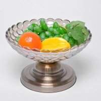 创意时尚欧式水晶果盘钢艺底座深珠点状糖果盘装饰摆件HF003/004