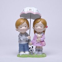 撑伞 可爱情侣娃娃婚庆公仔 摆件家居饰品树脂摆件结婚礼物创意D133