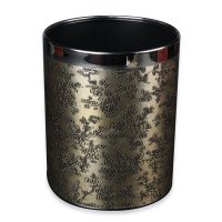 品地怀旧仿古风格金色压花纹金属内胆单层高级垃圾桶