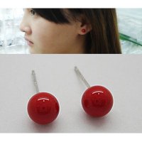 925银红小贝珠耳钉