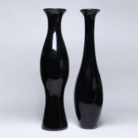 简约现代玻璃花瓶摆件创意欧式黑色花插花器家居装饰品工艺品576-BK