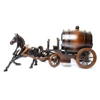 个性四轮马车橡木工艺酒具摆件时尚家居装饰摆件酒桶酒具模型摆件2件套MC-150