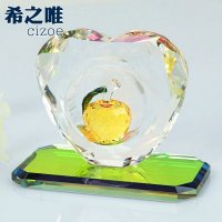 工艺品摆件 创意心形水晶苹果 家居装饰小饰品 水晶礼品生日礼物