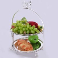 水果盘摆件创意两层蝴蝶结半圆蹀架家居珠盘摆设WP0056