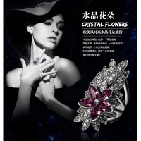 欧美时尚风紫水晶花朵戒指