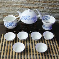 景德镇山水瓷手绘陶瓷茶壶茶杯套装 红茶功夫茶具礼盒整套