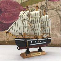 地中海家居摆设 16CM 实木帆船 一帆风顺 小孩礼品 送礼