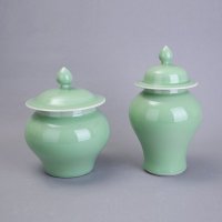 中式仿古高温陶瓷储物罐摆件 绿色将军储物罐 高档陶瓷储物罐装饰摆件BT-10-1