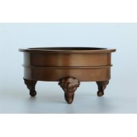 中式简约铜制单弦象首三足炉造型摆件家居装饰摆件卧室摆件客厅摆件