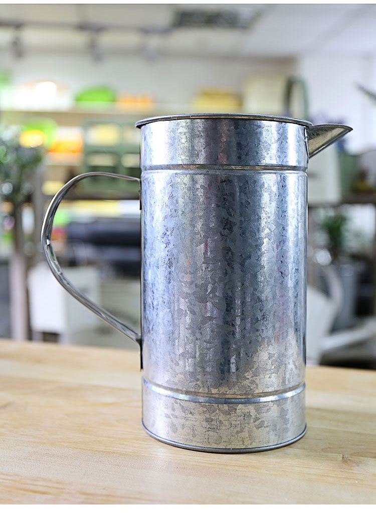开利 欧式原铁色复古铁皮桶装饰做旧花桶铁艺花瓶多功能饮料壶奶6