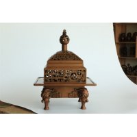 中式简约铜制兽纹四足薰炉造型摆件家居装饰摆件卧室摆件客厅摆件