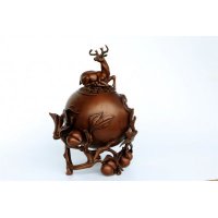 中式简约铜制福禄寿桃薰炉造型摆件家居装饰摆件卧室摆件客厅摆件