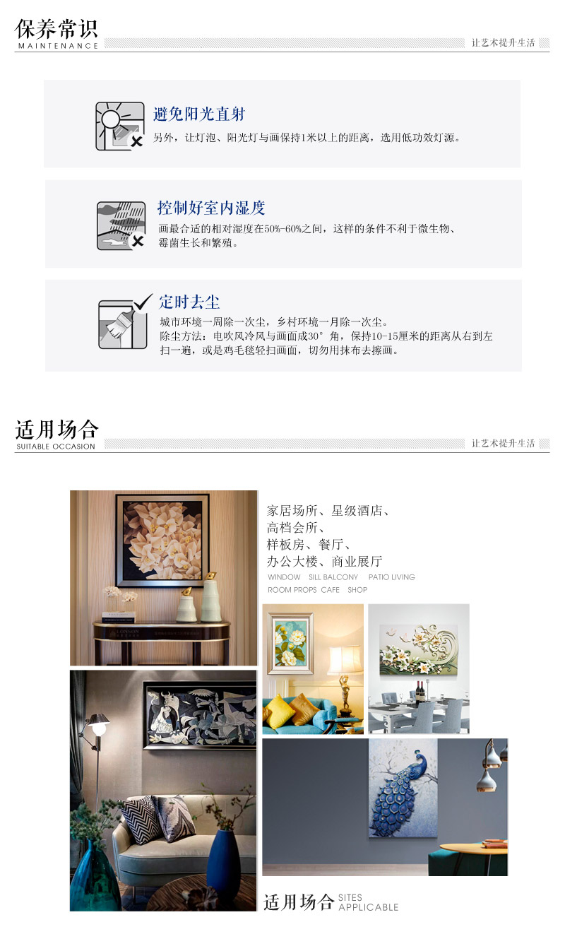 欧式花鸟玄关装饰画 蓝色艺术微喷进口画心ps框挂画 酒店家居装饰画 SPG YH05311