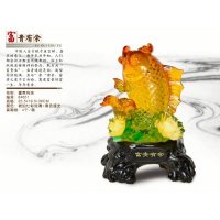 集美精品特色时尚家居饰品精致工艺品摆件富贵有余（鱼）（琥珀+琉璃）