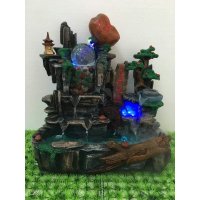 厂家直销树脂假山流水工艺品，龙池小摆件流水喷泉。F系列四个一件。尺寸；40*25*45CM