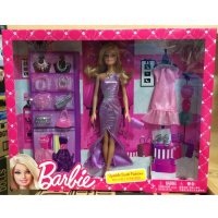 芭比娃娃Barbie芭比女孩之闪亮时装组BCF73娃娃礼盒套装女孩玩具