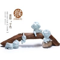 中式传统工艺青釉喜行于色摆件动物摆件家居装饰摆件