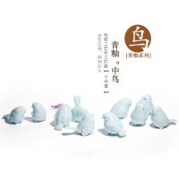 中式传统工艺青釉中鸟摆件动物摆件家居装饰摆件
