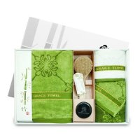 洁丽雅毛巾礼盒 竹纤维浴巾面巾方巾3条装 竹节高升（3）