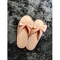 韩国进口蝴蝶结拖鞋  精致蝴蝶结珊瑚绒内里棉拖鞋防滑舒适拖鞋