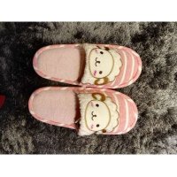 可爱羊/可爱熊卡通图案珊瑚绒内里纯棉拖鞋