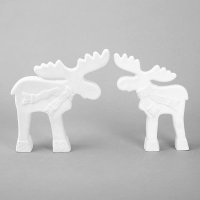 现代简约陶瓷哑白麋鹿家居摆件两件套 白色简约麋鹿陶瓷摆件 家居装饰摆设工艺品 HNT0016